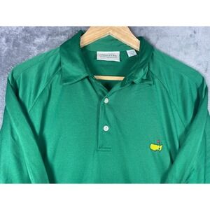 Masters Performance Mens Green Golf Polo Shirt Short Sleeve Logo Size Large